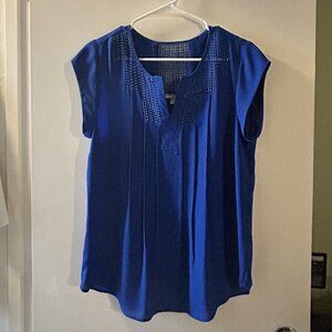 Daniel Rainn Estafany lace detail blue blouse